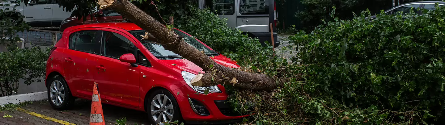 Stormschade aan auto